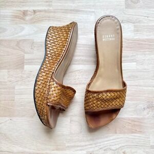 Stuart Weitzman Woven Mule Brown Size 7.5